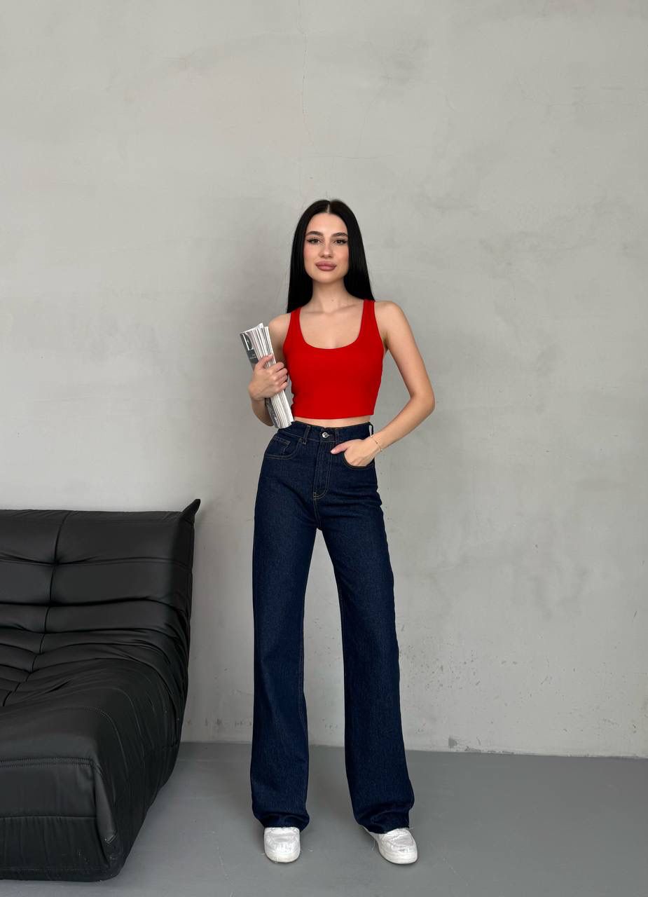 Raw Cuted wide leg jeans