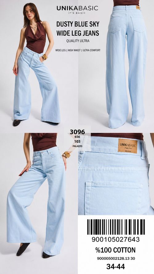 Dusty Blue Sky Wide Leg Jeans
