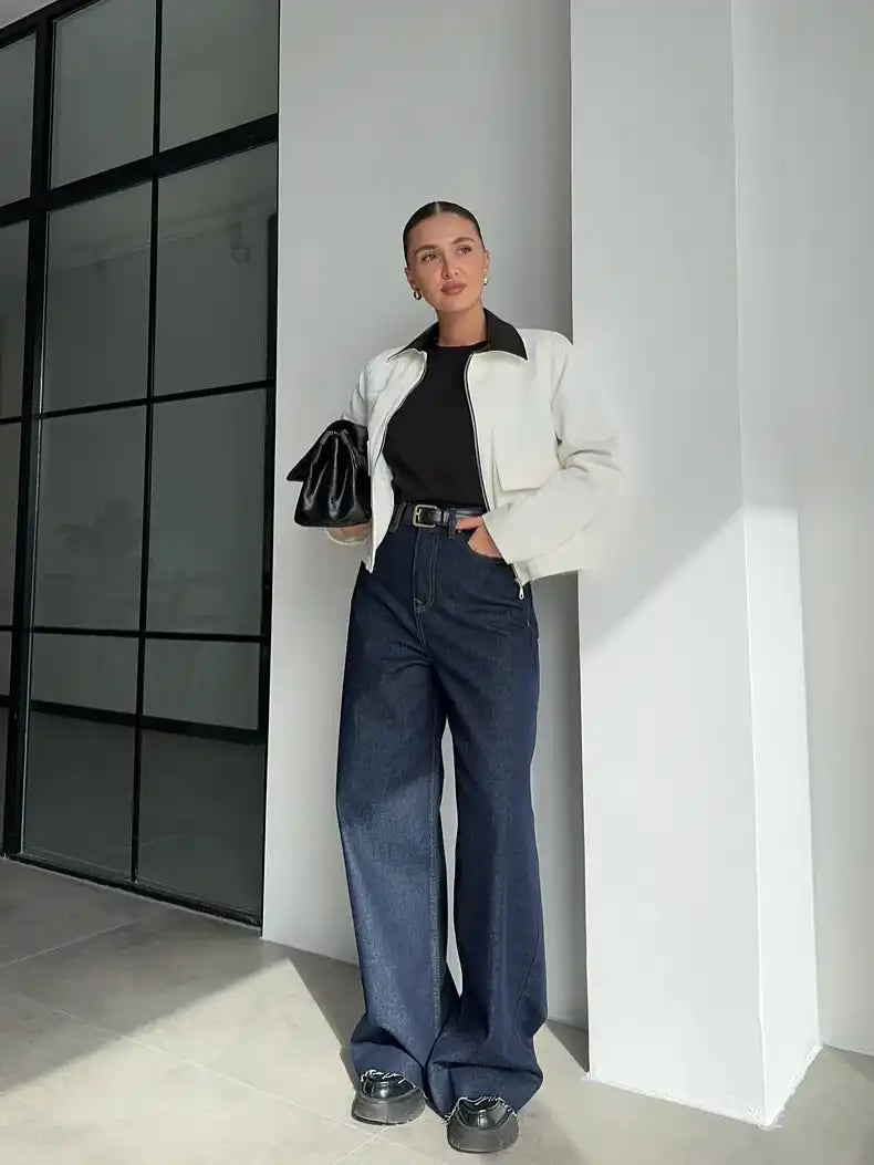 Destroy wide leg Raw jeans