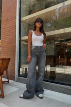 grey wide leg jeans