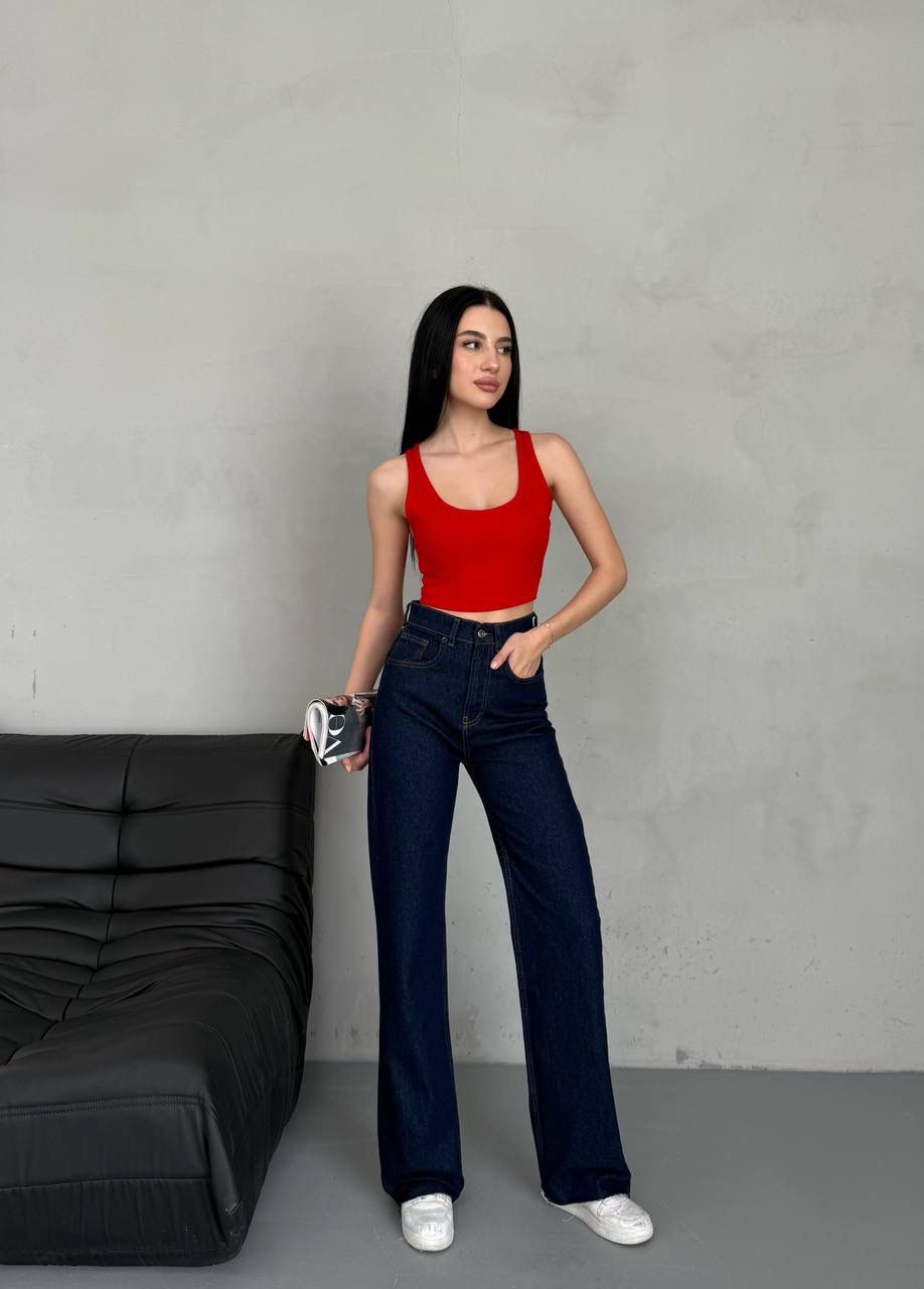 Raw Cuted wide leg jeans