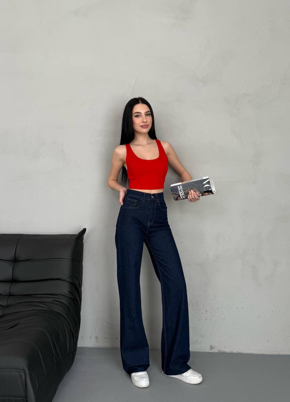 Raw Cuted wide leg jeans