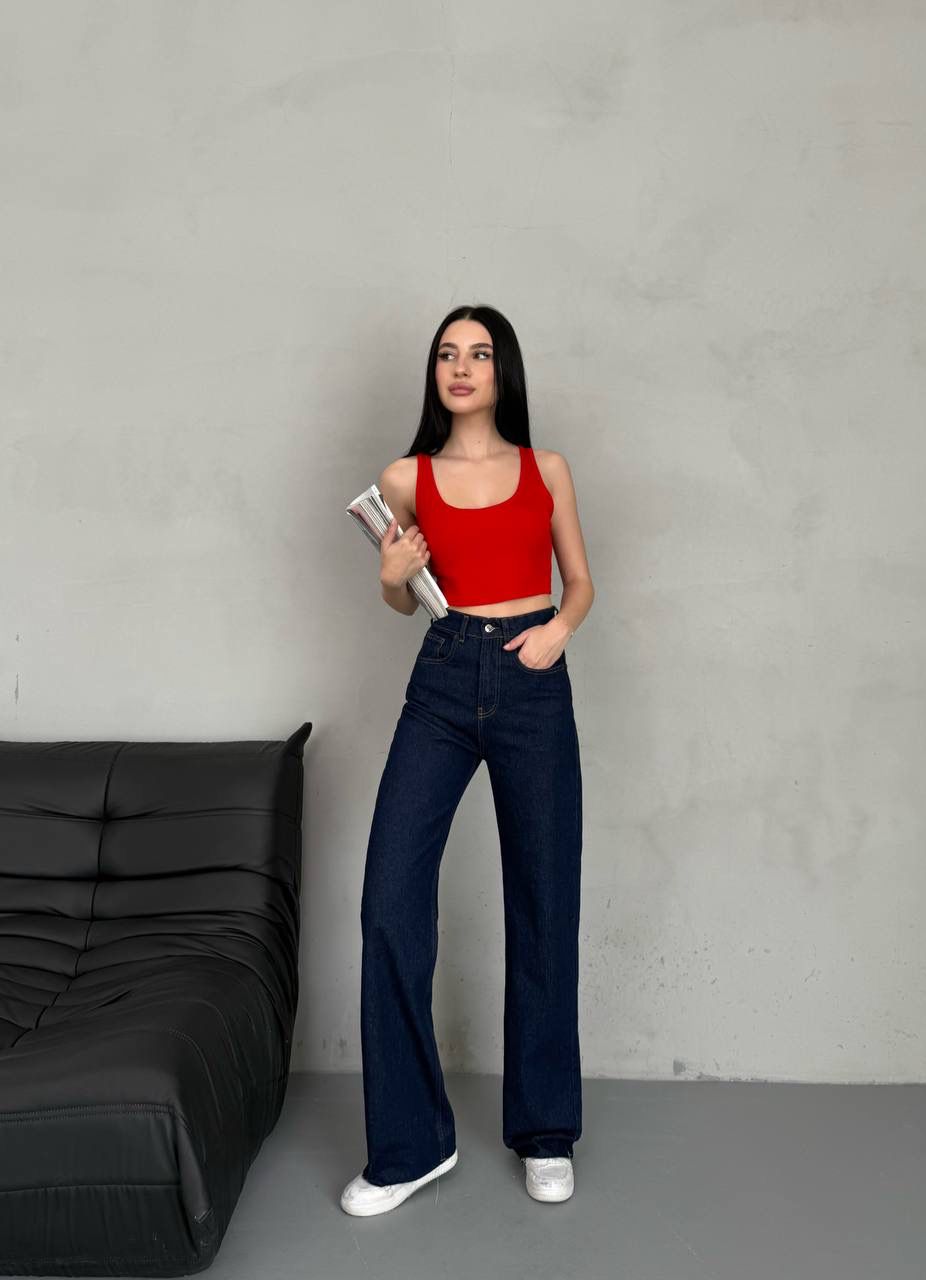 Raw Cuted wide leg jeans