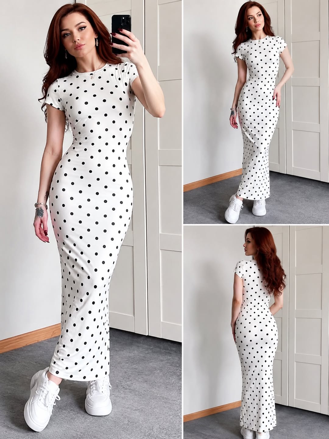 ROBE MOULANTE MIDI À POIS